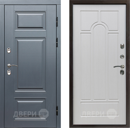 Входная металлическая Дверь Престиж TERMO с терморазрывом Премиум Грэй Арка Лиственница белая в Рузе