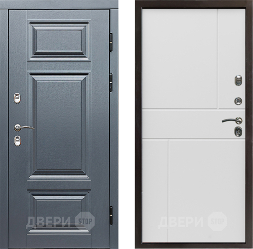 Входная металлическая Дверь Престиж TERMO с терморазрывом Премиум Грэй Горизонт Бетон белый в Рузе