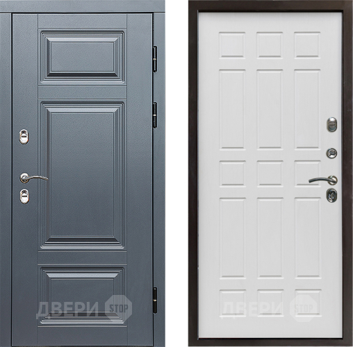 Входная металлическая Дверь Престиж TERMO с терморазрывом Премиум Грэй Спарта Белое дерево в Рузе