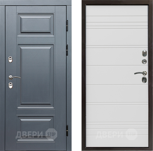Входная металлическая Дверь Престиж TERMO с терморазрывом Премиум Грэй Line Белый в Рузе