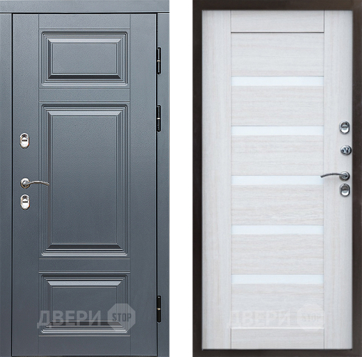 Входная металлическая Дверь Престиж TERMO с терморазрывом Премиум Грэй Царга Лиственница белая в Рузе