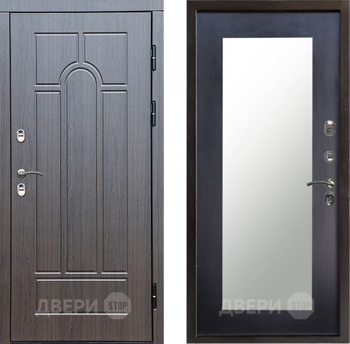 Входная металлическая Дверь Престиж TERMO с терморазрывом Арка Зеркало пастораль Венге в Рузе