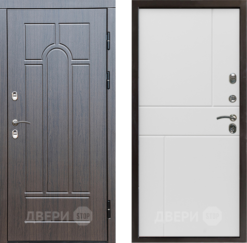 Входная металлическая Дверь Престиж TERMO с терморазрывом Арка Горизонт Бетон белый в Рузе