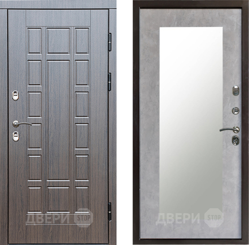 Входная металлическая Дверь Престиж TERMO с терморазрывом Престиж Зеркало пастораль Бетон светлый в Рузе