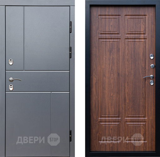 Входная металлическая Дверь Престиж TERMO с терморазрывом Горизонт Грэй Премиум Орех темный в Рузе