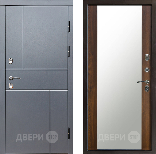 Входная металлическая Дверь Престиж TERMO с терморазрывом Горизонт Грэй Зеркало Дуб в Рузе