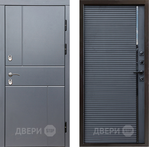 Входная металлическая Дверь Престиж TERMO с терморазрывом Горизонт Грэй Porte Черный кварц в Рузе