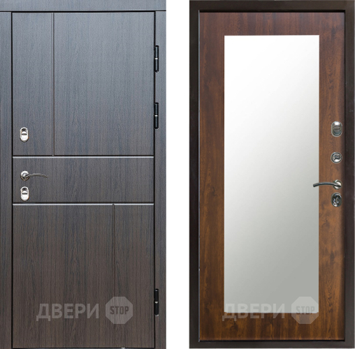 Входная металлическая Дверь Престиж TERMO с терморазрывом Горизонт Венге Зеркало пастораль Дуб в Рузе
