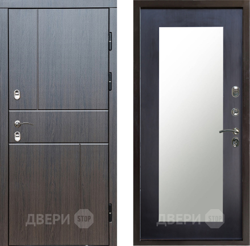 Входная металлическая Дверь Престиж TERMO с терморазрывом Горизонт Венге Зеркало пастораль Венге в Рузе