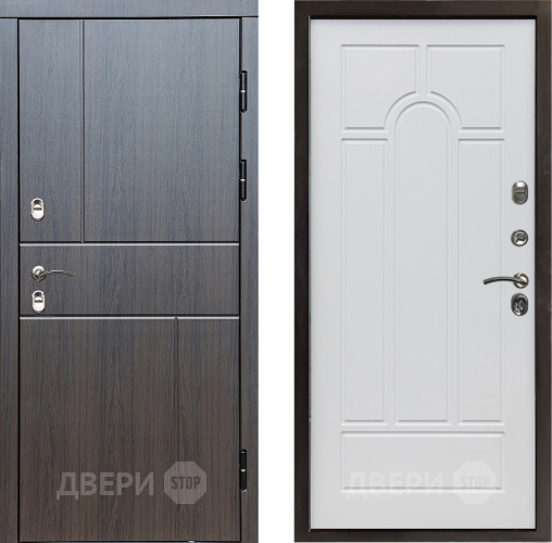 Входная металлическая Дверь Престиж TERMO с терморазрывом Горизонт Венге Арка Белое дерево в Рузе