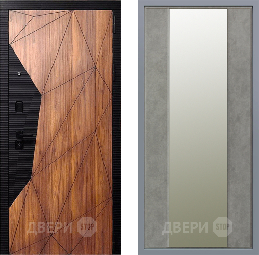 Дверь Заводские двери Морра Зеркало Макси Бетон темный в Рузе