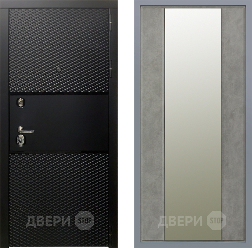 Дверь Заводские двери Тефлон Зеркало Макси Бетон темный в Рузе