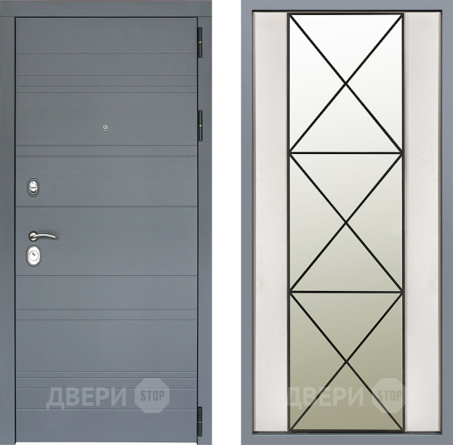 Дверь Заводские двери Лира Софт графит Зеркало Перфекто Структурное дерево в Рузе