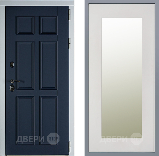 Дверь Заводские двери Стокгольм Зеркало Модерн Белый софт в Рузе