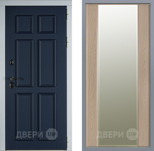 Дверь Заводские двери Стокгольм Зеркало Макси Беленый дуб в Рузе