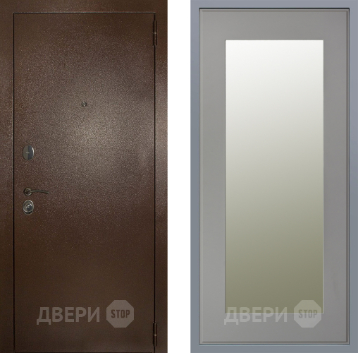 Дверь Заводские двери Эталон 3к антик медь Зеркало Модерн Грей софт в Рузе