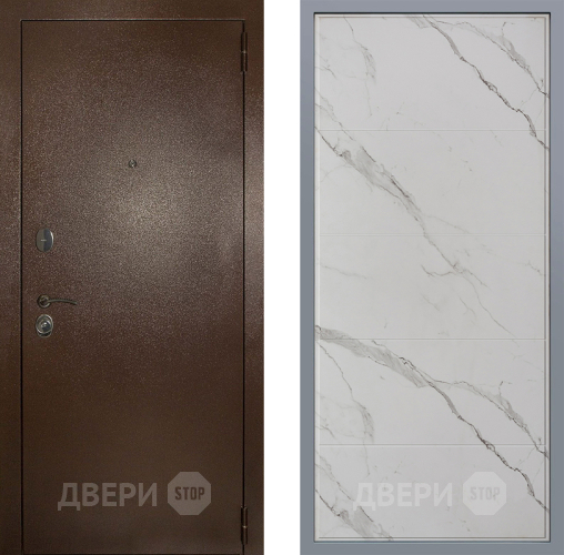 Дверь Заводские двери Эталон 3к антик медь Тривия Мрамор белый в Рузе