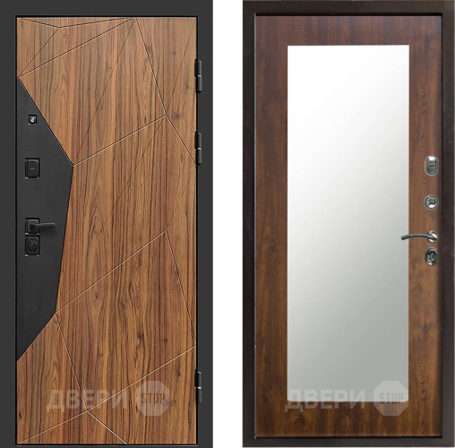 Входная металлическая Дверь Престиж Avangard Зеркло Пастораль Дуб в Рузе