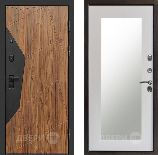 Входная металлическая Дверь Престиж Avangard Зеркло Пастораль Лиственница белая в Рузе