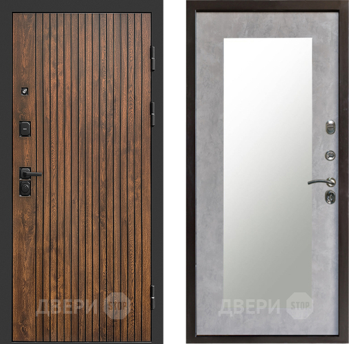 Входная металлическая Дверь Престиж Tvist Зеркло Пастораль Бетон светлый в Рузе