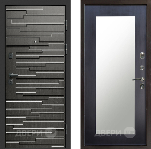 Входная металлическая Дверь Престиж Rivera Зеркло Пастораль Венге в Рузе