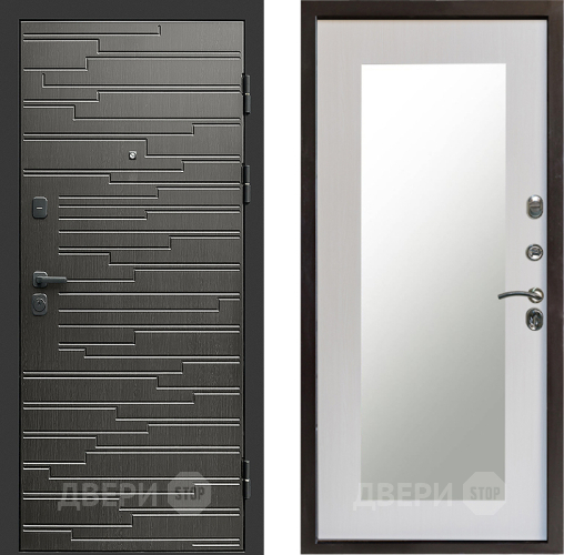 Входная металлическая Дверь Престиж Rivera Зеркло Пастораль Лиственница белая в Рузе