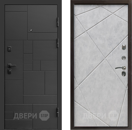 Входная металлическая Дверь Престиж Kvadro Лучи Бетон светлый в Рузе