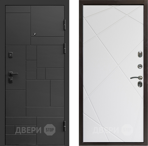 Входная металлическая Дверь Престиж Kvadro Лучи Бетон белый в Рузе