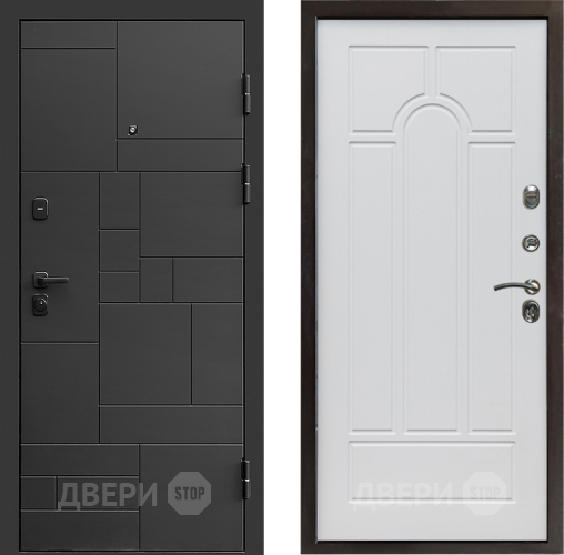 Входная металлическая Дверь Престиж Kvadro Арка Белое дерево в Рузе