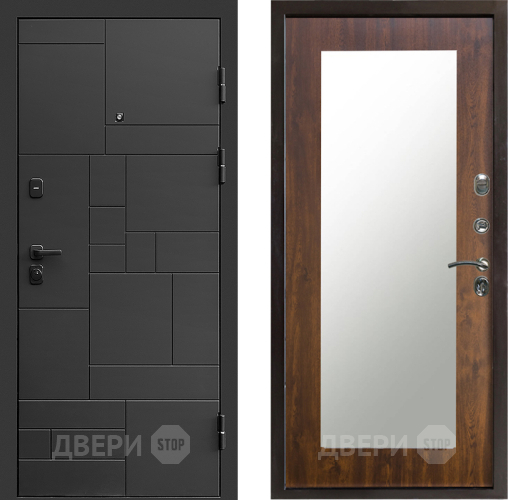 Входная металлическая Дверь Престиж Kvadro Зеркло Пастораль Дуб в Рузе