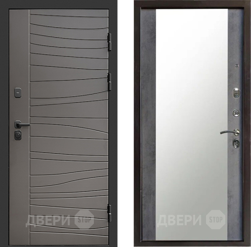 Входная металлическая Дверь Престиж Siciliya Зеркало Бетон темный в Рузе