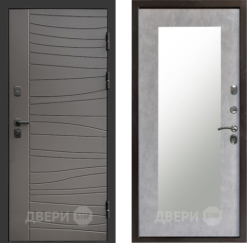 Входная металлическая Дверь Престиж Siciliya Зеркло Пастораль Бетон светлый в Рузе