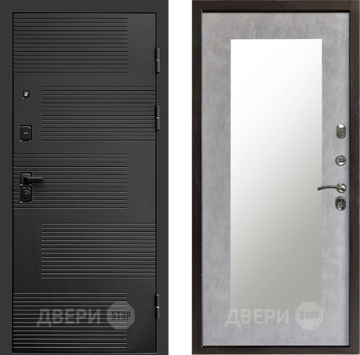 Входная металлическая Дверь Престиж Favorit Зеркло Пастораль Бетон светлый в Рузе