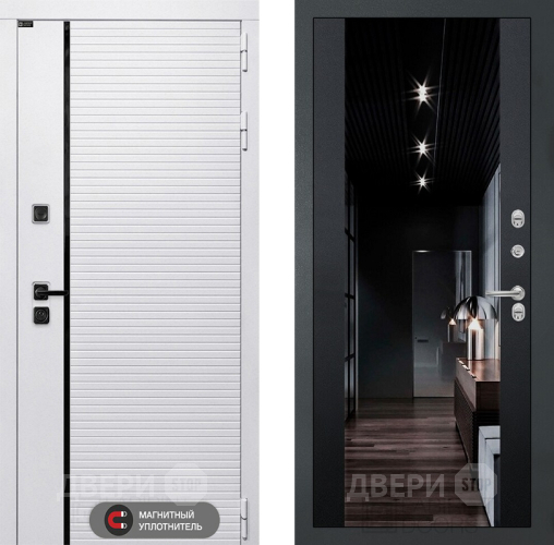 Входная металлическая Дверь Лабиринт (LABIRINT) Royal Зеркало Максимум с тонировкой Черный кварц в Рузе