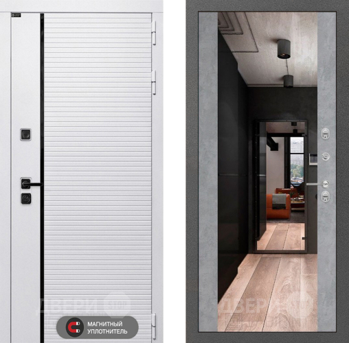 Входная металлическая Дверь Лабиринт (LABIRINT) Royal Зеркало Максимум Бетон светлый в Рузе