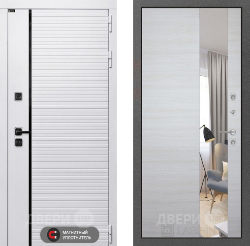 Входная металлическая Дверь Лабиринт (LABIRINT) Royal Зеркало Акация светлая в Рузе