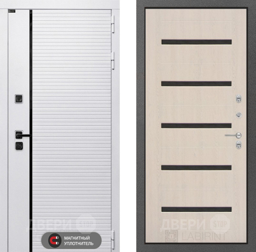 Входная металлическая Дверь Лабиринт (LABIRINT) Royal 01 Беленый дуб в Рузе
