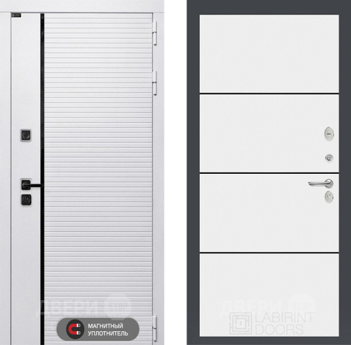 Входная металлическая Дверь Лабиринт (LABIRINT) Royal 25 Белый софт в Рузе