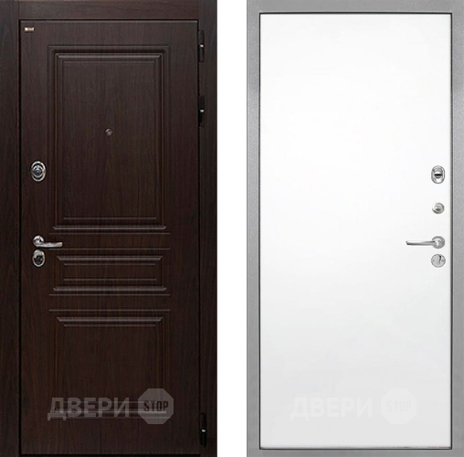 Входная металлическая Дверь Интекрон (INTECRON) Брайтон Тиковое Дерево Гладкая Силк Сноу в Рузе