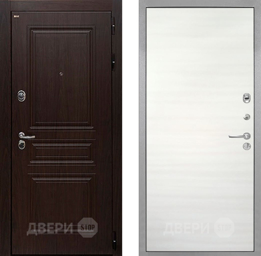 Входная металлическая Дверь Интекрон (INTECRON) Брайтон Тиковое Дерево Гладкая Дуб сильвер поперечный в Рузе