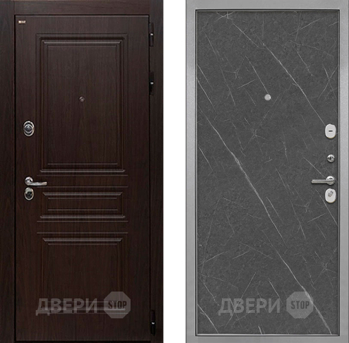 Входная металлическая Дверь Интекрон (INTECRON) Брайтон Тиковое Дерево Гладкая Гранит лава оникс в Рузе