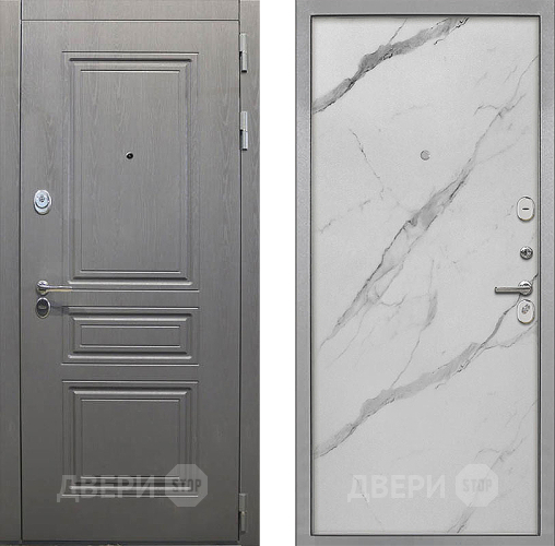 Входная металлическая Дверь Интекрон (INTECRON) Брайтон Графит Гладкая Мрамор натуральный арктик в Рузе