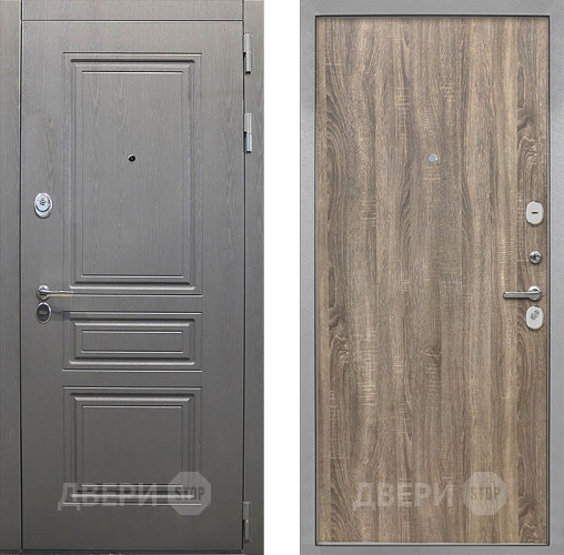 Входная металлическая Дверь Интекрон (INTECRON) Брайтон Графит Гладкая Дуб турин в Рузе