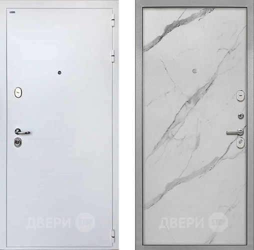 Входная металлическая Дверь Интекрон (INTECRON) Колизей White Гладкая Мрамор натуральный арктик в Рузе