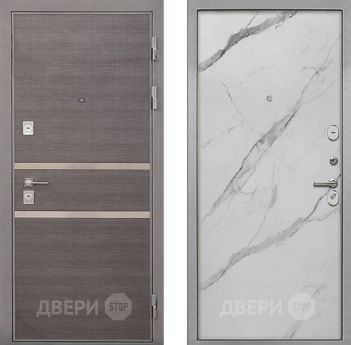 Входная металлическая Дверь Интекрон (INTECRON) Неаполь Гладкая Мрамор натуральный арктик в Рузе