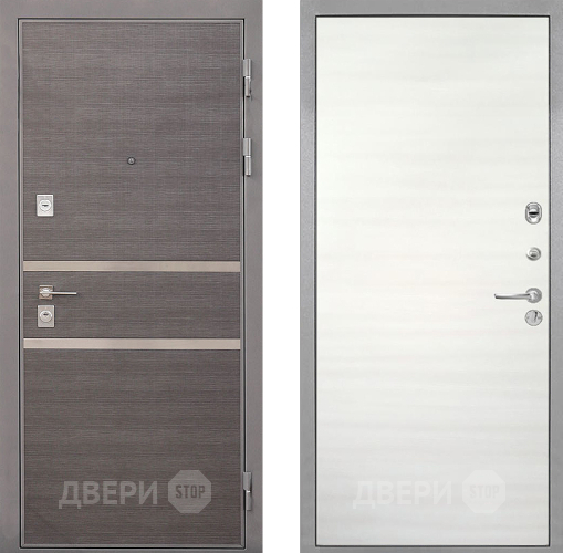 Входная металлическая Дверь Интекрон (INTECRON) Неаполь Гладкая Дуб сильвер поперечный в Рузе