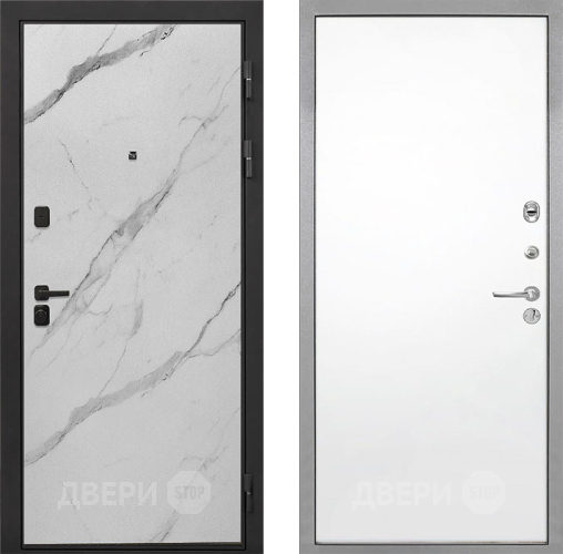 Входная металлическая Дверь Интекрон (INTECRON) Профит Black Мрамор Арктик Гладкая Силк Сноу в Рузе