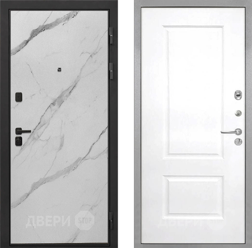 Входная металлическая Дверь Интекрон (INTECRON) Профит Black Мрамор Арктик Альба Роял Вуд белый в Рузе