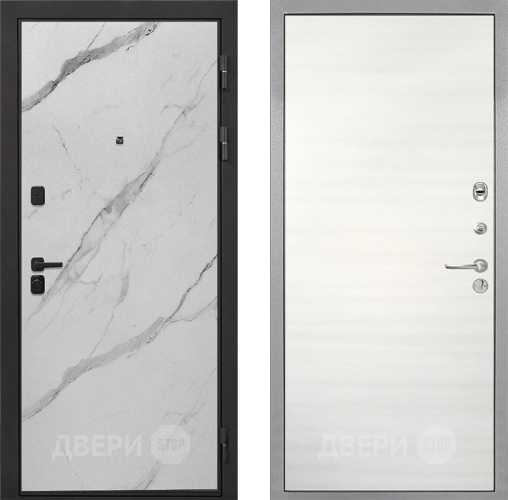 Входная металлическая Дверь Интекрон (INTECRON) Профит Black Мрамор Арктик Гладкая Дуб сильвер поперечный в Рузе