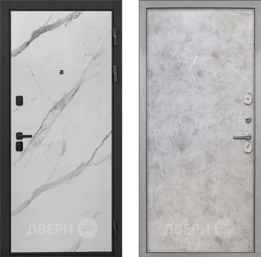 Входная металлическая Дверь Интекрон (INTECRON) Профит Black Мрамор Арктик Гладкая Мрамор светлый в Рузе